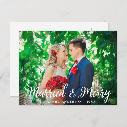 Weihnachten Hochzeit Verheiratet und Foto froh Postkarte (Vorne/Hinten)