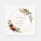 Weihnachten Hochzeit Winter Roter Kranz Wasserfarb Serviette (Vorderseite)