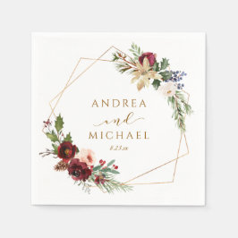 Weihnachten Hochzeit Winter Roter Kranz Wasserfarb Serviette