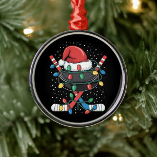 Weihnachten Hockey Xmas Santa Sportmütze Ball  Ornament Aus Metall