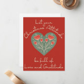 Weihnachten Höhe der Dankbarkeit Herz Kunst Kunst Mitteilungskarte (Vorderseite/Rückseite Beispiel)