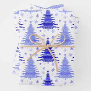 Weihnachten Holliday Blue Trees Muster Geschenk Geschenkpapier Set