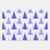 Weihnachten Holliday Blue Trees Muster Geschenk Geschenkpapier Set (Vorderseite)