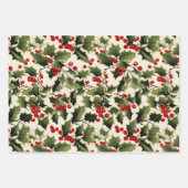 Weihnachten Holly auf hellem Hintergrund Geschenkpapier Set (Vorderseite 3)