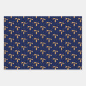 Weihnachten Holly auf Navy Blau, Schwarz und Weiß Geschenkpapier Set (Vorderseite)