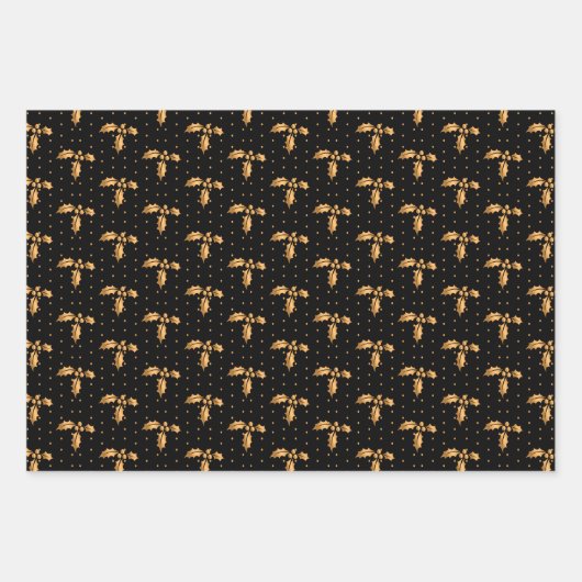 Weihnachten Holly auf Rot, Schwarz und Weiß Geschenkpapier Set (Vorderseite 2)