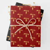 Weihnachten Holly auf Rot, Schwarz und Weiß Geschenkpapier Set (Beispiel)