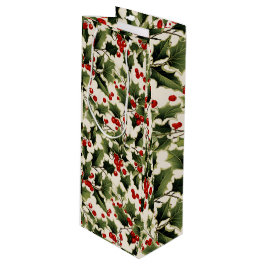 Weihnachten Holly Berries auf Licht Geschenktüte Für Weinflaschen