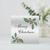 Weihnachten Holly & Berries Doppelseitig Einladung (Stehend Vorderseite)