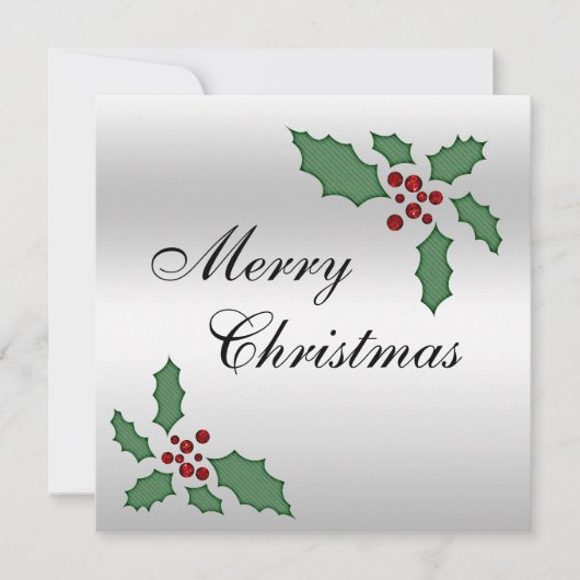 Weihnachten Holly & Berries Doppelseitig Einladung (Vorderseite)