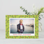 Weihnachten Holly & Berries Frohes Foto (Stehend Vorderseite)