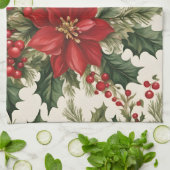 Weihnachten Holly & Berries Geschirrtuch (Gefaltet)