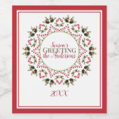 Weihnachten Holly Berries Grünpflanzen Foliage Wre Weinetikett (Einzelnes Label)