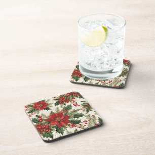Weihnachten Holly & Berries Hartplastik Untersetze Getränkeuntersetzer