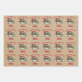 Weihnachten Holly Berries Individuelle Name Kraft Geschenkpapier Set (Vorderseite 2)