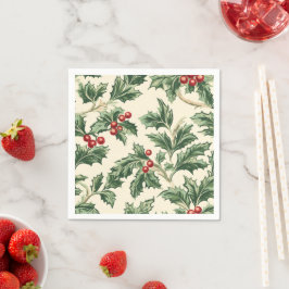 Weihnachten Holly Berries Muster Decoupage Serviette