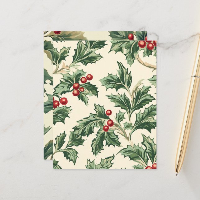Weihnachten Holly Berries Muster Scrapbook (Vorderseite/Rückseite Beispiel)