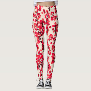 Weihnachten Holly Berries Nahtloses Muster Leggings