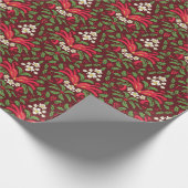 Weihnachten Holly & Berries, Tied Red Bow Geschenkpapier (Ecke)
