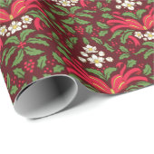 Weihnachten Holly & Berries, Tied Red Bow Geschenkpapier (Rolleneckpunkt)