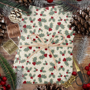 Weihnachten - Holly Berries und Blätter