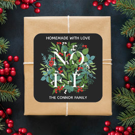 WEIHNACHTEN Holly Berries Weihnachten Quadratischer Aufkleber