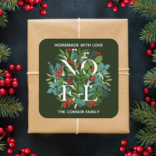 WEIHNACHTEN Holly Berries Weihnachten Quadratischer Aufkleber