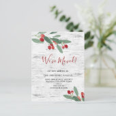 Weihnachten Holly Berry & Birch Bark Wir haben uns Ankündigungspostkarte (Stehend Vorderseite)