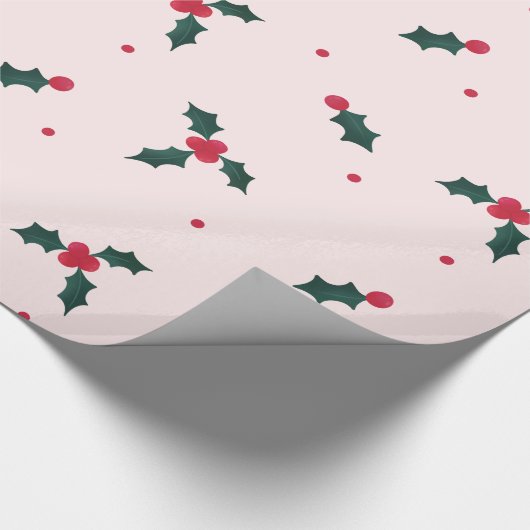 Weihnachten Holly Berry & Blätter Urlaub Geschenkpapier (Ecke)