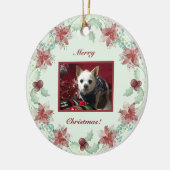 Weihnachten Holly Berry Botanische Vegetation Ever Keramik Ornament (Links)