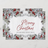 Weihnachten Holly Berry Corporate Rustic Gruß (Vorne/Hinten)