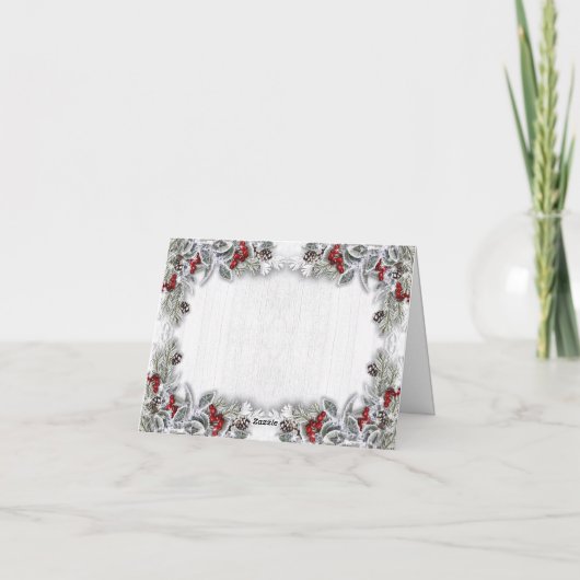 Weihnachten Holly Berry Corporate Rustic Gruß (Rückseite)