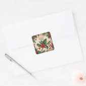 Weihnachten Holly Berry hausgemachte Feiertage Bac Quadratischer Aufkleber (Umschlag)