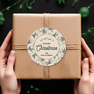 Weihnachten Holly Berry hausgemachte Feiertage Bac Runder Aufkleber
