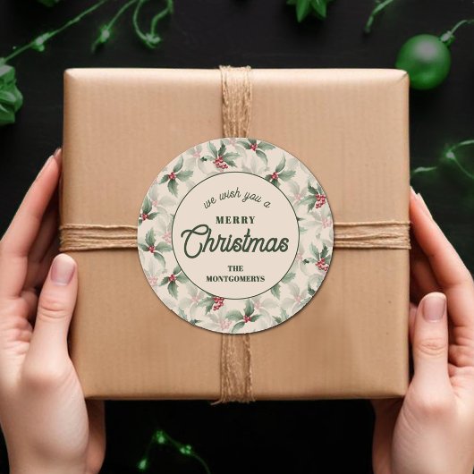 Weihnachten Holly Berry hausgemachte Feiertage Bac Runder Aufkleber
