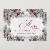 Weihnachten Holly Berry Rustic Corporate Gruß (Vorne/Hinten)