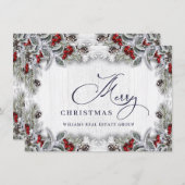 Weihnachten Holly Berry Rustic Corporate Gruß (Vorne/Hinten)