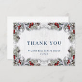 Weihnachten Holly Berry Rustic Corporate Holiday Dankeskarte (Vorne/Hinten)