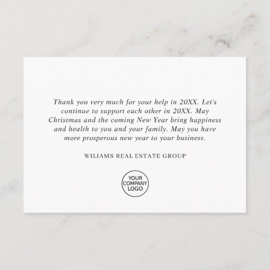 Weihnachten Holly Berry Rustic Corporate Holiday Dankeskarte (Rückseite)