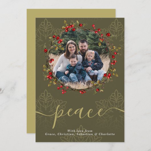 Weihnachten Holly Berry Wreath Fotovorlage (Vorne/Hinten)