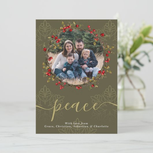 Weihnachten Holly Berry Wreath Fotovorlage (Stehend Vorderseite)