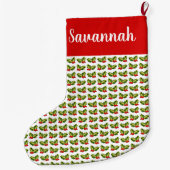 Weihnachten - Holly Blätter & Berries Bells & Gesc Großer Weihnachtsstrumpf (Rückseite)