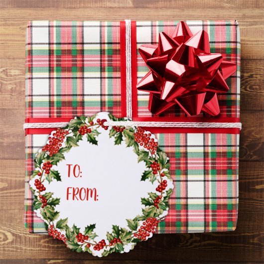 Weihnachten Holly Blätter & Berries Frohe Weihnach Ornament Karte