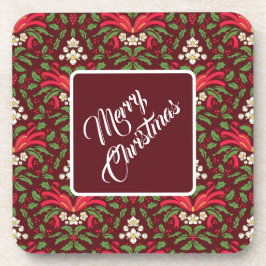 Weihnachten Holly Blätter & Berries mit Red Box Getränkeuntersetzer