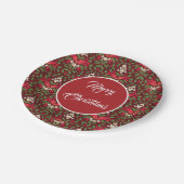 Weihnachten Holly Blätter und Berries mit Red Bow Pappteller (Schrägansicht)