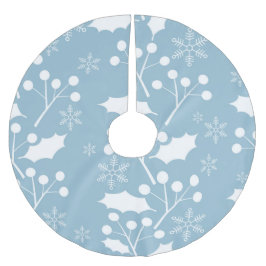 Weihnachten Holly Blätter und Berries Polyester Weihnachtsbaumdecke