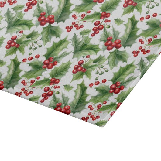Weihnachten Holly Blätter und Rote Berries Naht Schneidebrett (Ecke)