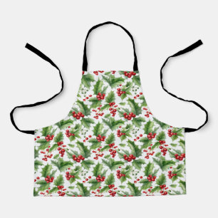 Weihnachten Holly Blätter und Rote Berries Naht Schürze