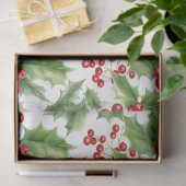 Weihnachten Holly Blätter und Rote Berries Naht Seidenpapier (Geschenk)