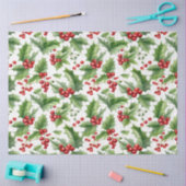 Weihnachten Holly Blätter und Rote Berries Naht Seidenpapier (Basteln)